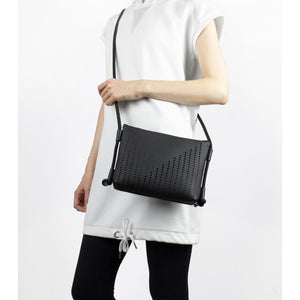 Black leather laser cut clutch