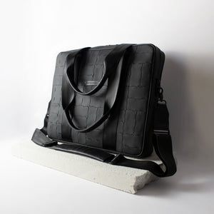 Recycled leather laptop bag, crossbody bag