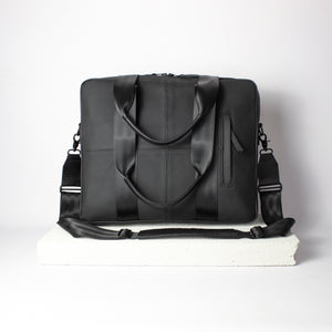 Recycled leather laptop bag, crossbody bag