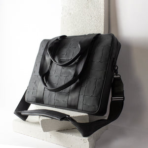 Recycled leather laptop bag, crossbody bag