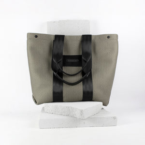 Large sized beige mesh neoprene tote bag