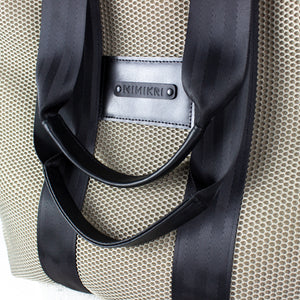 Large sized beige mesh neoprene tote bag