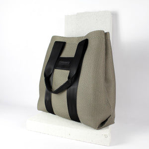 Large sized beige mesh neoprene tote bag
