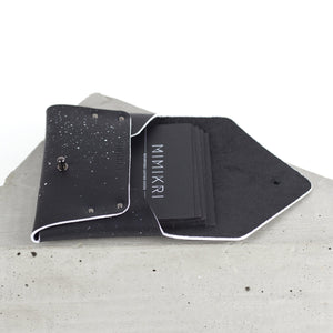 Card holder / coin purse black and white-asymmetrical, black and white, black leather, black pouch, black wallet, card, card holder, card_case, coin purse, design, designer, geometric, hand painted, holder, leather accessories, minimal, minimalist, pouch, purse, simple, splashed, splatter, splattered, sporty, triangle, wallet, white-Mimikri