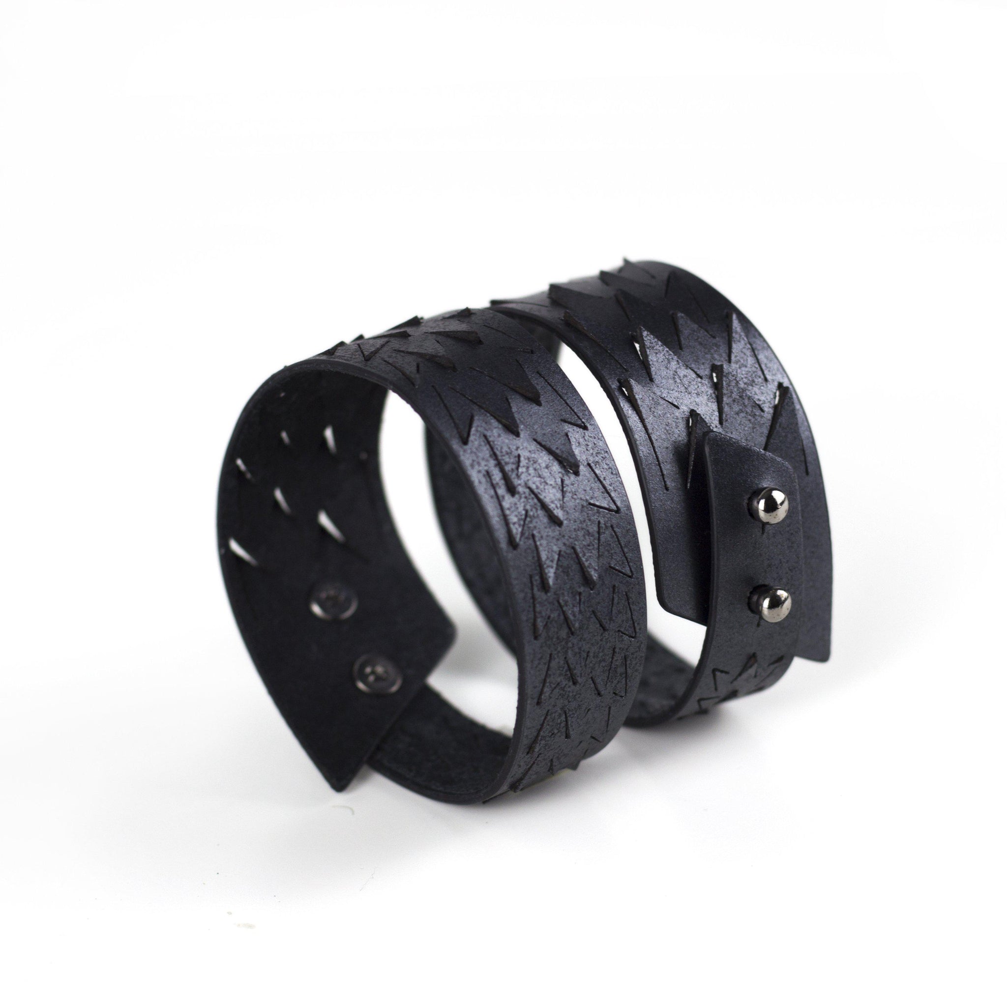 'IRIS' genuine leather cuff bracelet, hollow cut out women's bangles-adjustable, anthracite, bangles, Bracelet, contemporary, cuff, design, designer, designer bracelet, designer jewelry, geometric, goth, Jewelry, laser_cut, leather bracelet, leather jewelry, metallic, metallic leather, minimal, painted, pangolin, wide bracelet, zerowaste-Mimikri