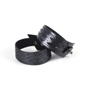 'IRIS' genuine leather cuff bracelet, hollow cut out women's bangles-adjustable, anthracite, bangles, Bracelet, contemporary, cuff, design, designer, designer bracelet, designer jewelry, geometric, goth, Jewelry, laser_cut, leather bracelet, leather jewelry, metallic, metallic leather, minimal, painted, pangolin, wide bracelet, zerowaste-Mimikri