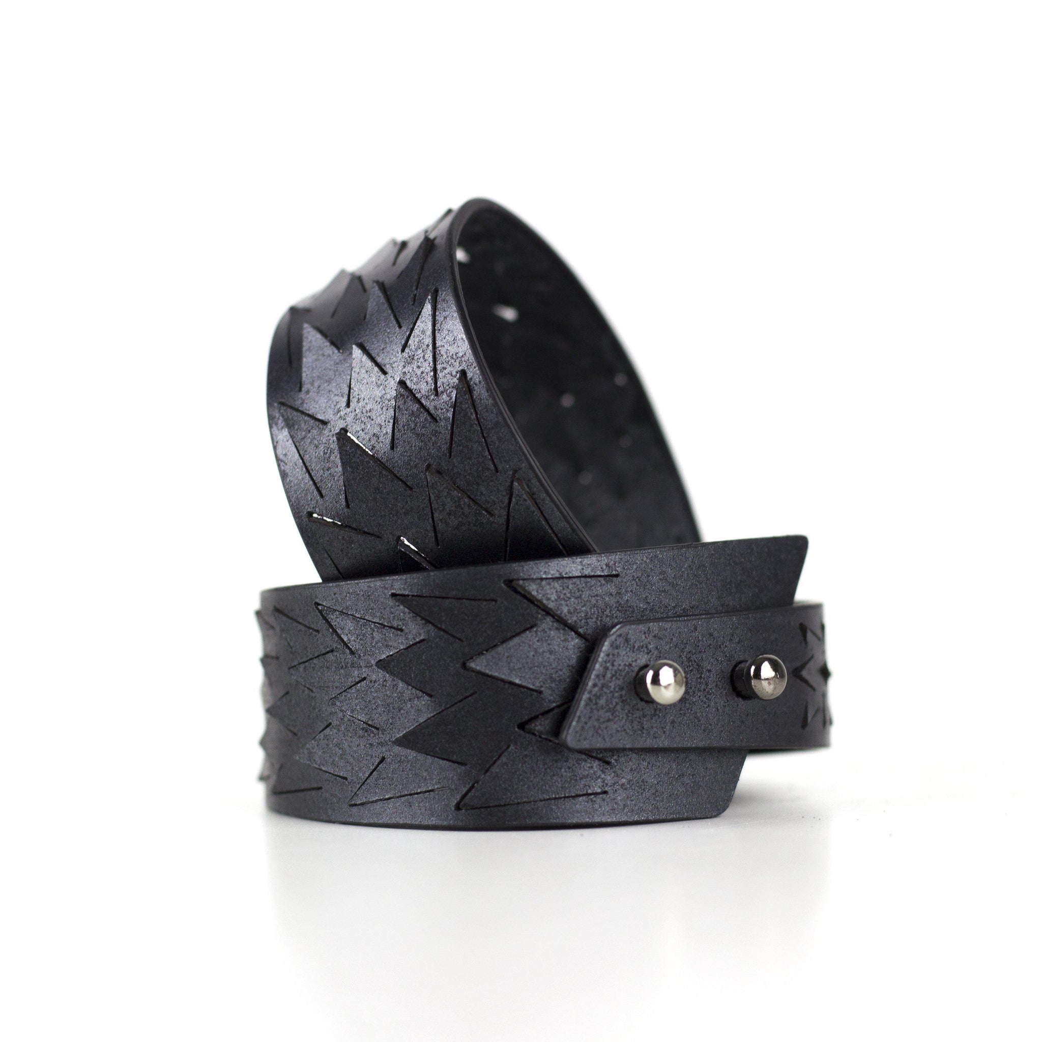 'IRIS' genuine leather cuff bracelet, hollow cut out women's bangles-adjustable, anthracite, bangles, Bracelet, contemporary, cuff, design, designer, designer bracelet, designer jewelry, geometric, goth, Jewelry, laser_cut, leather bracelet, leather jewelry, metallic, metallic leather, minimal, painted, pangolin, wide bracelet, zerowaste-Mimikri