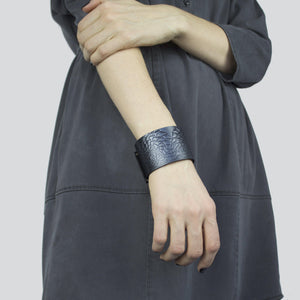 Genuine leather bracelet wide bangles, women's cuff with pangolin pattern-antracit, bangles, black leather, Bracelet, cuff, dark silver, designer bracelet, designer jewelry, emboss, embossed, geometric, hand_painted, handmade, Jewelry, leather bracelet, leather jewelry, metallic, minimal, minimalist, pangolin, recycled, shiny, silver, studded, with studs, zerowaste-Mimikri