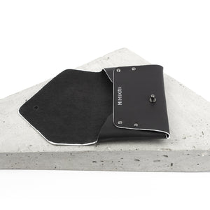 Card holder / coin purse black-asymmetrical, black and white, black leather, black pouch, black wallet, card, card holder, card_case, coin purse, design, designer, geometric, hand painted, holder, leather accessories, minimal, minimalist, pouch, purse, simple, splashed, splatter, splattered, sporty, triangle, wallet-Mimikri