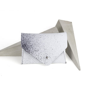 Card holder / coin purse white and black-asymmetrical, black and white, black leather, black pouch, card, card holder, card_case, coin purse, design, designer, geometric, hand painted, holder, leather accessories, minimal, minimalist, pouch, purse, simple, splashed, splatter, splattered, sporty, triangle, wallet, white, white leather, white pouch-Mimikri