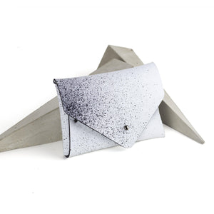 Card holder / coin purse white and black-asymmetrical, black and white, black leather, black pouch, card, card holder, card_case, coin purse, design, designer, geometric, hand painted, holder, leather accessories, minimal, minimalist, pouch, purse, simple, splashed, splatter, splattered, sporty, triangle, wallet, white, white leather, white pouch-Mimikri