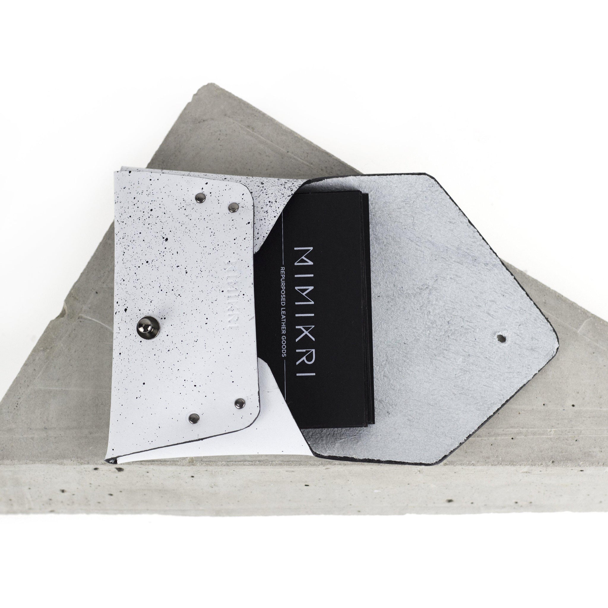 Card holder / coin purse white and black-asymmetrical, black and white, black leather, black pouch, card, card holder, card_case, coin purse, design, designer, geometric, hand painted, holder, leather accessories, minimal, minimalist, pouch, purse, simple, splashed, splatter, splattered, sporty, triangle, wallet, white, white leather, white pouch-Mimikri