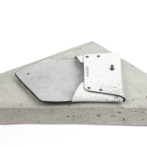 Card holder / coin purse white and black-asymmetrical, black and white, black leather, black pouch, card, card holder, card_case, coin purse, design, designer, geometric, hand painted, holder, leather accessories, minimal, minimalist, pouch, purse, simple, splashed, splatter, splattered, sporty, triangle, wallet, white, white leather, white pouch-Mimikri