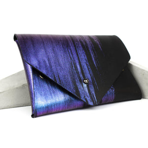 Card holder / coin purse with holographic paint-Bags_And_Purses, card_case, coin, coin purse, colorful, colourful, design, designer, geometric, hand_painted, holo, holographic, iridescent, minimal, minimalist, pouch, purse, rainbow, simple, splattered, wallet-Mimikri