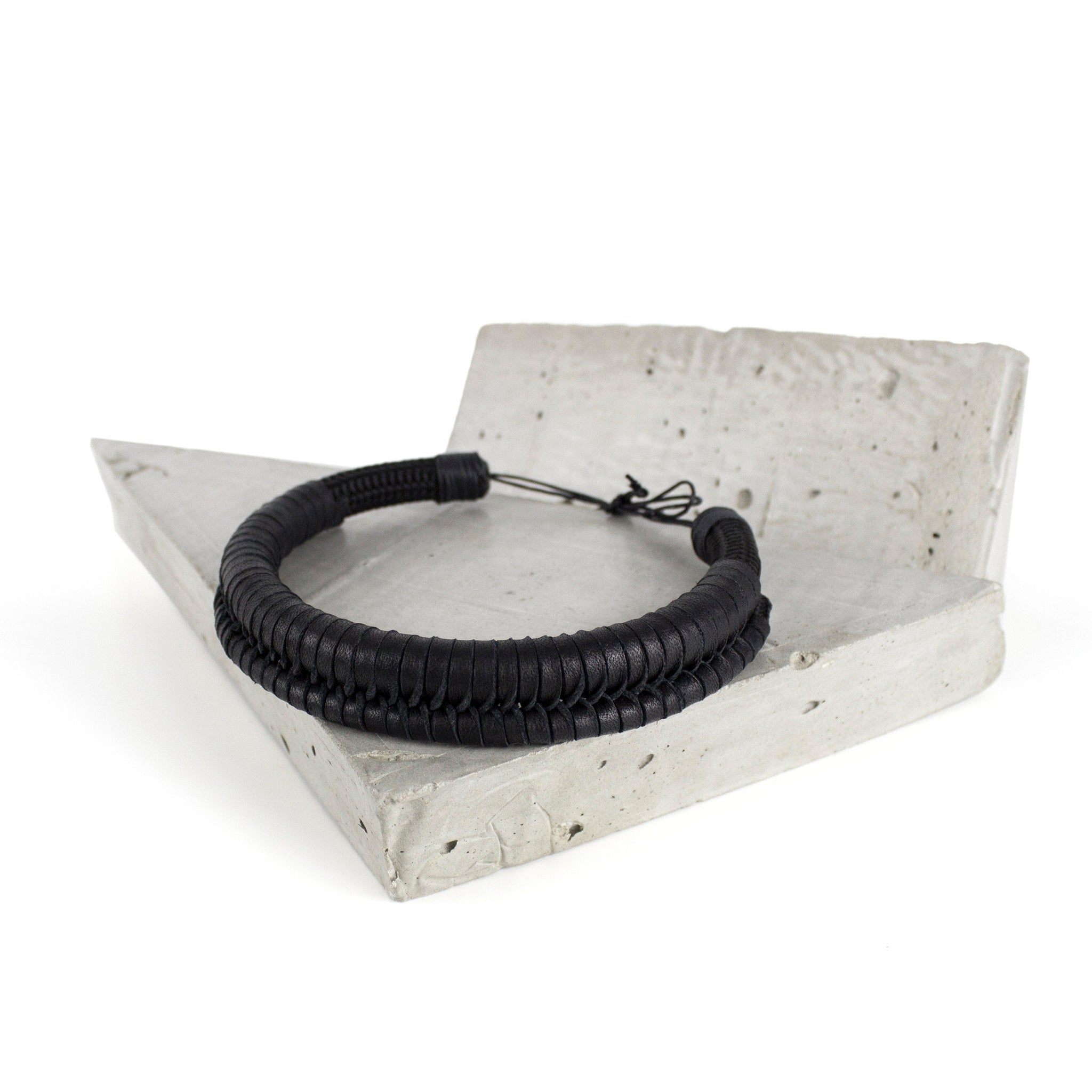 Black leather and rope necklace handmade minimal macrame knotted-adjustable, black, black leather necklace, black necklace, bold, collar, designer, designer jewelry, hand-woven, Jewelry, knotted, leather jewelry, leather necklace, macrame, minimal, minimalist, Necklace, recycled, recycled jewelry, recycled_leather, string, thick, tie, unique-Mimikri
