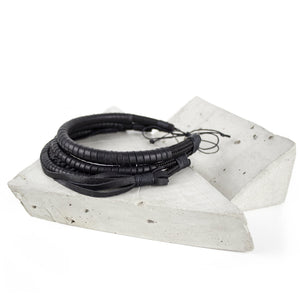 Black genuine leather and rope necklace, macrame knotted multistrand collar-adjustable, black, black leather necklace, black necklace, bold, choker, collar, designer, designer jewelry, Jewelry, knotted, leather choker, leather jewelry, leather necklace, minimal, minimalist, multistrand, Necklace, recycled, recycled jewelry, string, strips, thick, tie, unique-Mimikri