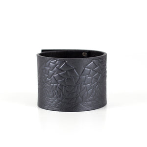 Genuine leather bracelet wide bangles, women's cuff with pangolin pattern-antracit, bangles, black leather, Bracelet, cuff, dark silver, designer bracelet, designer jewelry, emboss, embossed, geometric, hand_painted, handmade, Jewelry, leather bracelet, leather jewelry, metallic, minimal, minimalist, pangolin, recycled, shiny, silver, studded, with studs, zerowaste-Mimikri