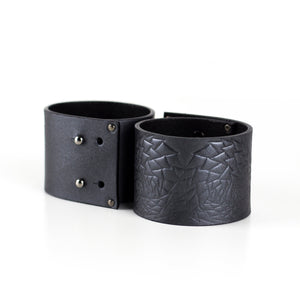 Genuine leather bracelet wide bangles, women's cuff with pangolin pattern-antracit, bangles, black leather, Bracelet, cuff, dark silver, designer bracelet, designer jewelry, emboss, embossed, geometric, hand_painted, handmade, Jewelry, leather bracelet, leather jewelry, metallic, minimal, minimalist, pangolin, recycled, shiny, silver, studded, with studs, zerowaste-Mimikri