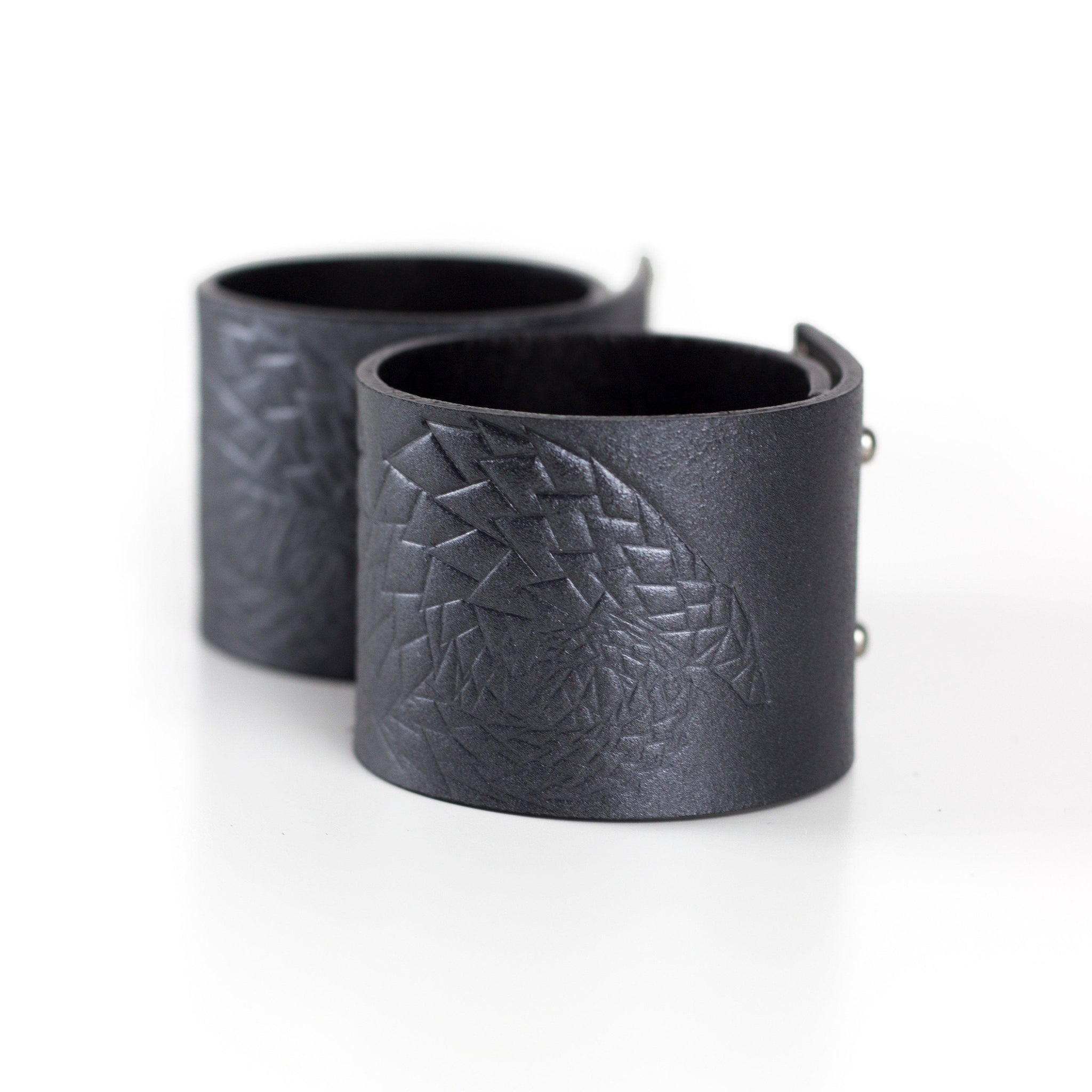 Genuine leather bracelet wide bangles, women's cuff with pangolin pattern-antracit, bangles, black leather, Bracelet, cuff, dark silver, designer bracelet, designer jewelry, emboss, embossed, geometric, hand_painted, handmade, Jewelry, leather bracelet, leather jewelry, metallic, minimal, minimalist, pangolin, recycled, shiny, silver, studded, with studs, zerowaste-Mimikri