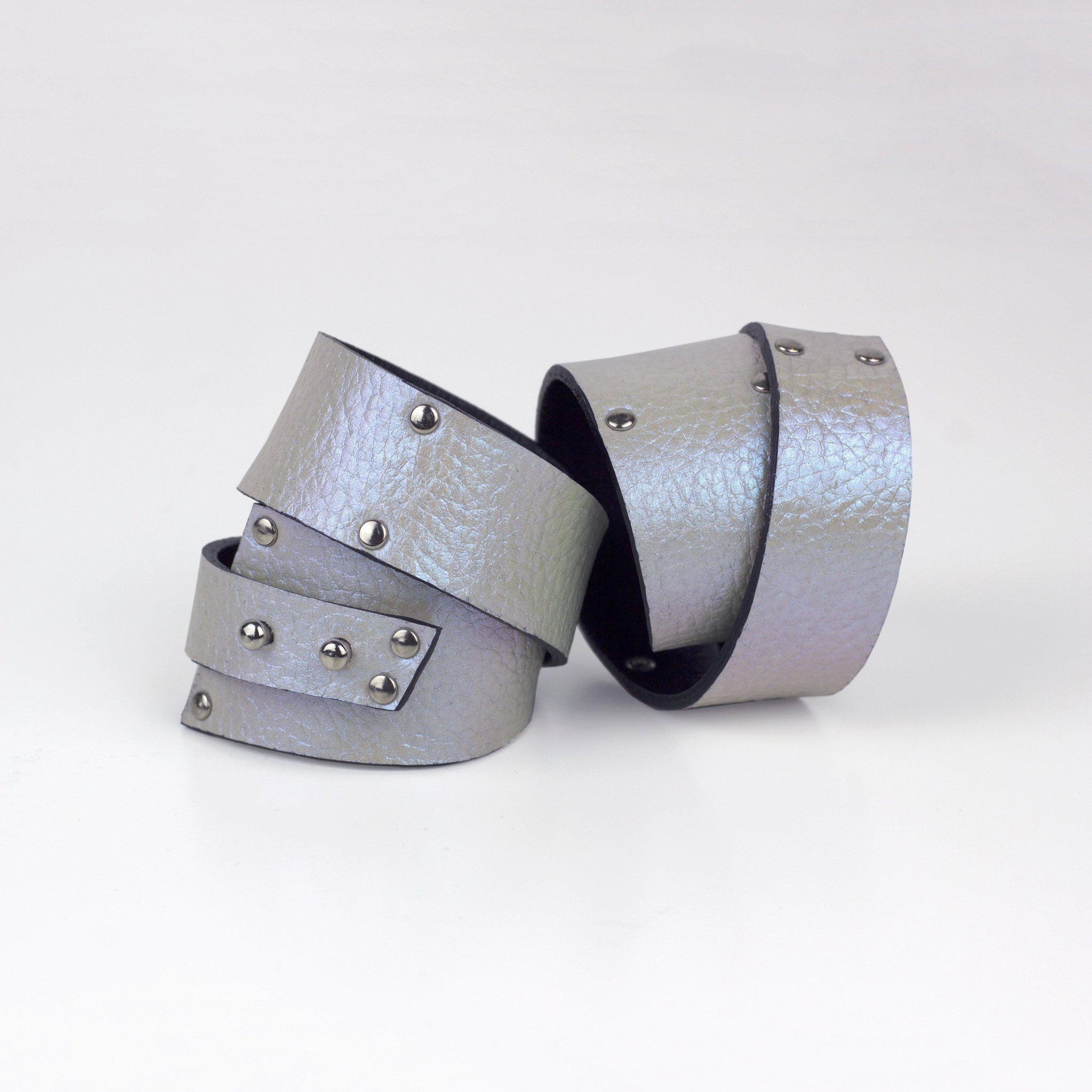 Women's genuine leather wide cuff bracelet statement bangle iridescent holo holographic double wrap-bangles, Bracelet, colorful, cuff, designer, designer jewelry, double wrap, double_wrap, geometric, hand_painted, holo, holographic, iridescent, Jewelry, leather bracelet, leather jewelry, luxury, minimal, minimalist, rainbow, recycled, wrap-Mimikri