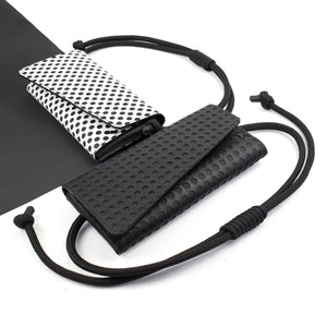 Perforated genuine leather mesh festival / waist bag-Bags_And_Purses, black and white, black_and_white, bum_bag, crossbody, designer, festival, geometric, leather crossbody, mesh, minimal, perforated, rope, small leather bag, unique, waist_bag-Mimikri