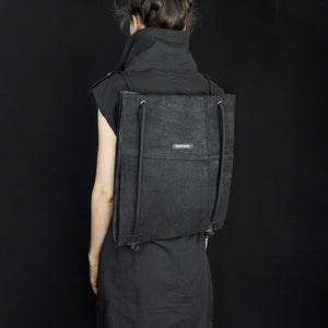 Black nappa leather laptop bag-adjustable, backpack, bag for work, black, black leather, black_leather, convertible, designer, designer bag, geometric, laptop_bag, large, leather tote, leather_bag, minimal, minimalist, recycled, rope, shoulder_bag, tote_bag-Mimikri