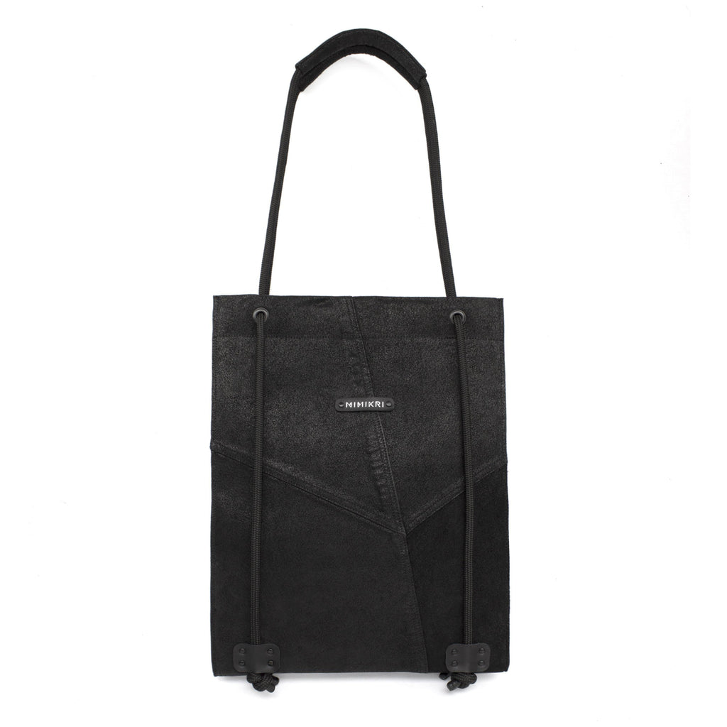 Black nappa leather laptop bag-adjustable, backpack, bag for work, black, black leather, black_leather, convertible, designer, designer bag, geometric, laptop_bag, large, leather tote, leather_bag, minimal, minimalist, recycled, rope, shoulder_bag, tote_bag-Mimikri