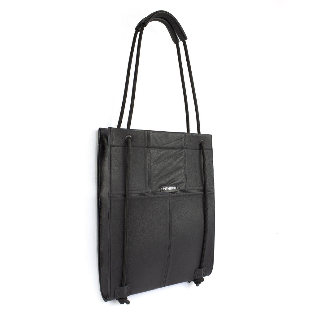 Dark gray nappa leather laptop bag-adjustable, backpack, bag for work, black, black leather, black_leather, convertible, dark gray, designer, designer bag, geometric, gray, laptop_bag, large, leather tote, leather_bag, minimal, minimalist, recycled, rope, shoulder_bag, tote_bag-Mimikri