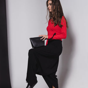 Black leather makeup / clutch bag-black, black clutch, black leather, black leather bag, Clutch, cosmetic bag, designer, designer bag, evening bag, evening_bag, geometric, handbag, leather bag, leather clutch, makeup bag, minimal, minimalist, pouch, purse, shaving bag, small leather bag-Mimikri