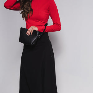 Black leather makeup / clutch bag-black, black clutch, black leather, black leather bag, Clutch, cosmetic bag, designer, designer bag, evening bag, evening_bag, geometric, handbag, leather bag, leather clutch, makeup bag, minimal, minimalist, pouch, purse, shaving bag, small leather bag-Mimikri