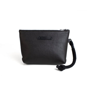 Dark brown leather makeup / clutch bag-black clutch, brown, brown leather, brown leather bag, Clutch, cosmetic bag, designer, designer bag, evening bag, evening_bag, geometric, handbag, leather bag, leather clutch, makeup bag, minimal, minimalist, pouch, purse, shaving bag, small leather bag-Mimikri
