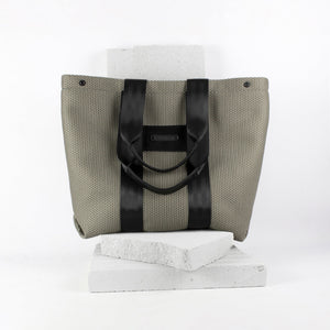 Large sized beige mesh neoprene tote bag