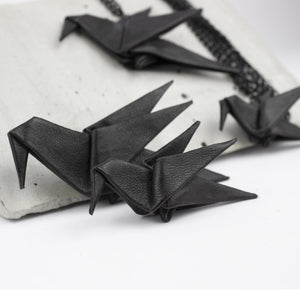 Genuine leather origami bird necklace black animal-animal, animal necklace, bird, Designer jewelry, geometric, gift_for_her, Jewelry, keychain, leather animal, leather jewelry, leather necklace, leather pendant, minimal, minimalist, Necklace, origami, origami bird, recycled, Recycled jewelry, womens gift-Mimikri
