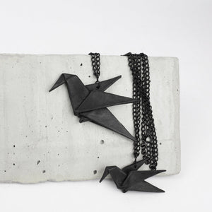 Genuine leather origami bird necklace black animal-animal, animal necklace, bird, Designer jewelry, geometric, gift_for_her, Jewelry, keychain, leather animal, leather jewelry, leather necklace, leather pendant, minimal, minimalist, Necklace, origami, origami bird, recycled, Recycled jewelry, womens gift-Mimikri