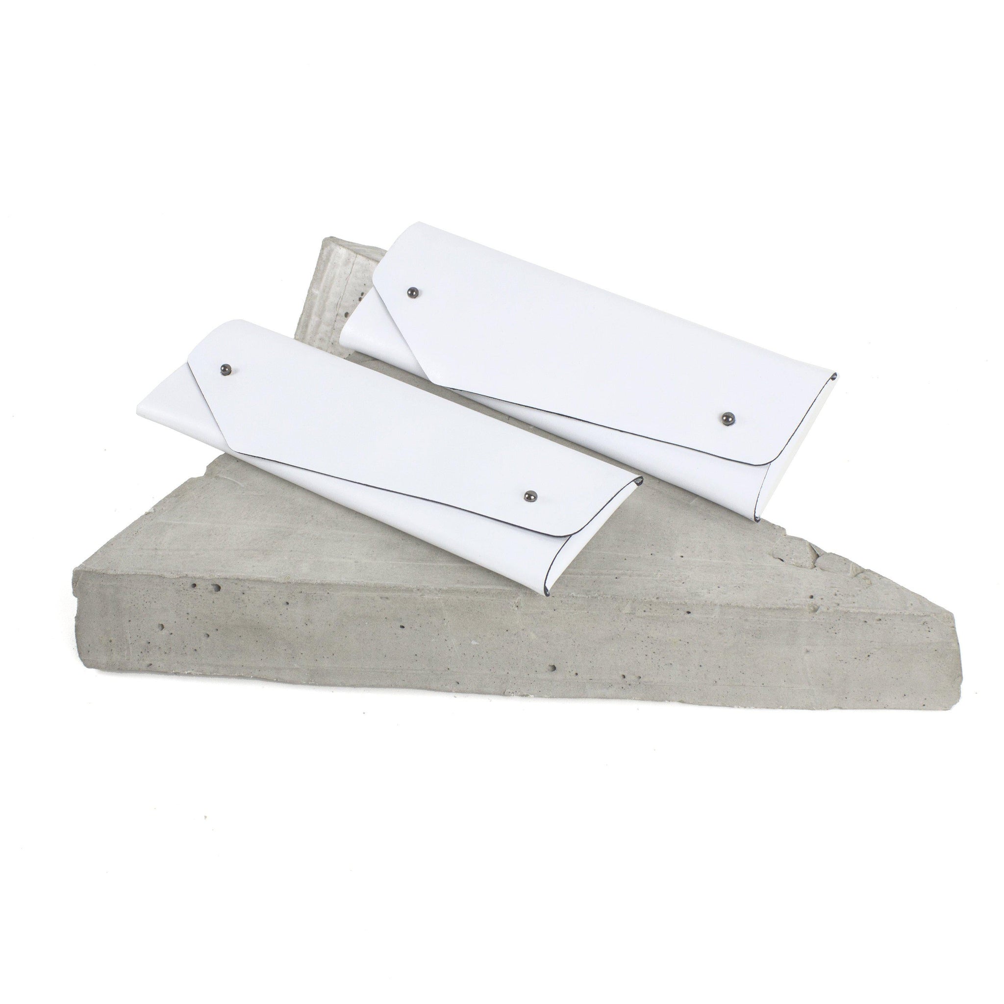Pencil / glasses case minimal white-asymmetrical, Bags_And_Purses, black and white, black_and_white, design, designer, geometric, glasses, glasses case, holder, leather accessories, minimal, minimalist, pen holder, pen_holder, pencil_case, pouch, purse, simple, triangle, white, white leather-Mimikri