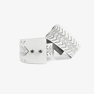 Genuine leather white bracelet, women's cuff wide bangles-adjustable, bangles, black and white, Bracelet, contemporary, cuff, design, designer, designer bracelet, designer jewelry, geometric, goth, Jewelry, laser_cut, leather bracelet, leather jewelry, minimal, minimalist, minimalist bracelet, monochrome, white, white leather, wide bracelet, zerowaste-Mimikri