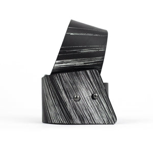 'SENA' genuine leather leather cuff, wide bracelet bangles black and silver-bangles, black, black and silver, black leather, Bracelet, cuff, designer, designer jewelry, geometric, goth, hand_painted, Jewelry, leather bracelet, leather jewelry, luxury, minimal, minimalist, punk, recycled, wrap-Mimikri