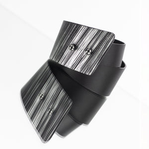 'SENA' genuine leather leather cuff, wide bracelet bangles double wrap-bangles, black, black and silver, black leather, Bracelet, colorful, cuff, designer jewelry, double wrap, double_wrap, geometric, goth, hand_painted, Jewelry, leather bracelet, leather jewelry, luxury, minimal, minimalist, recycled, studded, wrap-Mimikri