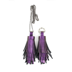 Leather Tassel Necklace Holographic-bag_charm, colorful, colourful, Designer jewelry, gift_for_her, holo, holographic, iridescent, Jewelry, keychain, leaher_neklace, leather jewelry, leather necklace, leather tassel, leather_tassel, minimalist, multicolor, Necklace, rainbow, Recycled jewelry, tassel, tassel_necklace-Mimikri