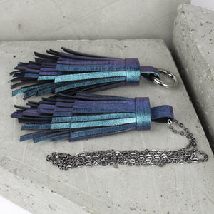 Leather Tassel Necklace Holographic-bag_charm, colorful, colourful, Designer jewelry, gift_for_her, holo, holographic, iridescent, Jewelry, keychain, leaher_neklace, leather jewelry, leather necklace, leather tassel, leather_tassel, minimalist, multicolor, Necklace, rainbow, Recycled jewelry, tassel, tassel_necklace-Mimikri