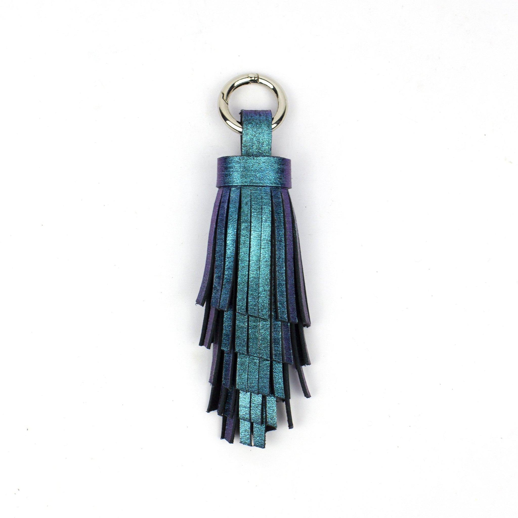 Leather Tassel Necklace Holographic-bag_charm, colorful, colourful, Designer jewelry, gift_for_her, holo, holographic, iridescent, Jewelry, keychain, leaher_neklace, leather jewelry, leather necklace, leather tassel, leather_tassel, minimalist, multicolor, Necklace, rainbow, Recycled jewelry, tassel, tassel_necklace-Mimikri