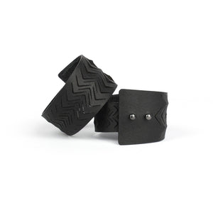 Wide genuine leather bracelet women's cuff bangle matte black-adjustable, bangles, black, black leather, Bracelet, contemporary, cuff, cut out, design, designer, designer bracelet, designer jewelry, geometric, goth, Jewelry, laser_cut, leather bracelet, leather jewelry, matte, matte black, minimal, minimalist, minimalist bracelet, recycled, wide bracelet, zerowaste-Mimikri