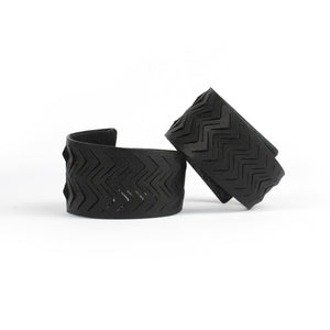 Wide genuine leather bracelet women's cuff bangle matte black-adjustable, bangles, black, black leather, Bracelet, contemporary, cuff, cut out, design, designer, designer bracelet, designer jewelry, geometric, goth, Jewelry, laser_cut, leather bracelet, leather jewelry, matte, matte black, minimal, minimalist, minimalist bracelet, recycled, wide bracelet, zerowaste-Mimikri